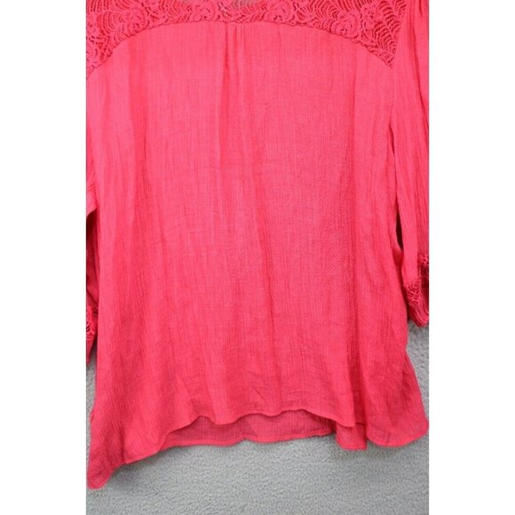 Zac & Rachel Women's Pink Gauzy Crochet Lace Tunic-Size 3X-Boho - Picture 9 of 11